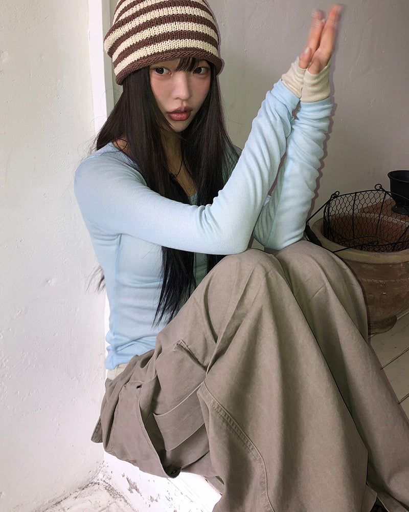 Behil Stripe Shirred Beanie