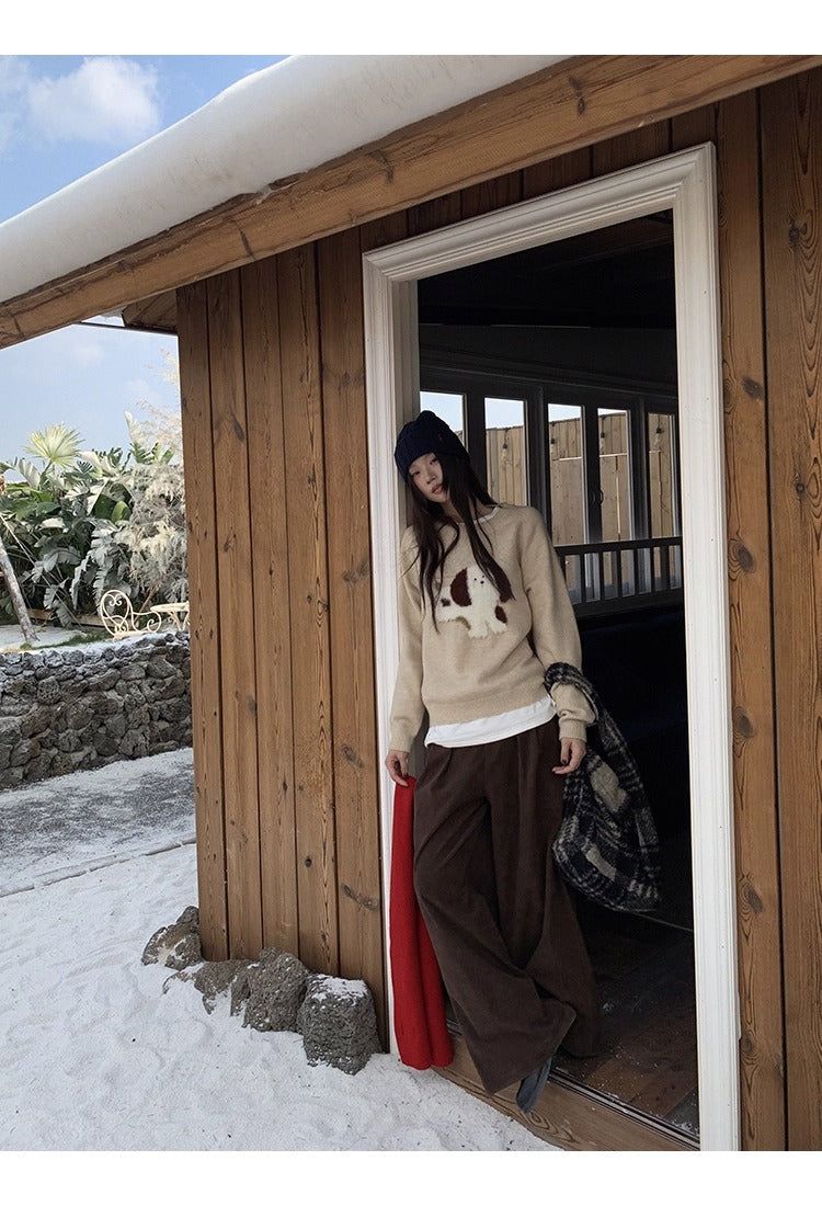 brown flower wool fleece zip-up