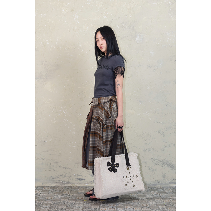 FLOWER TWEED BAG