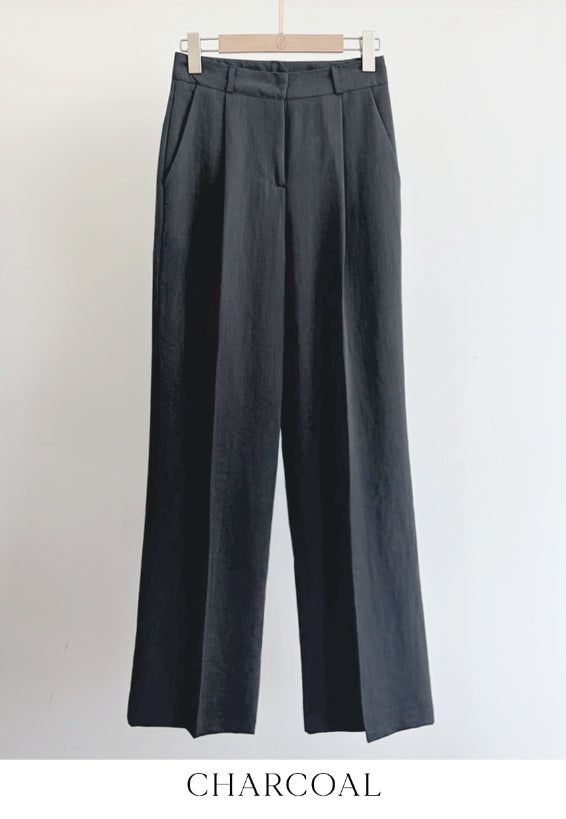 Hidel Linen Basic Pintuck Slacks