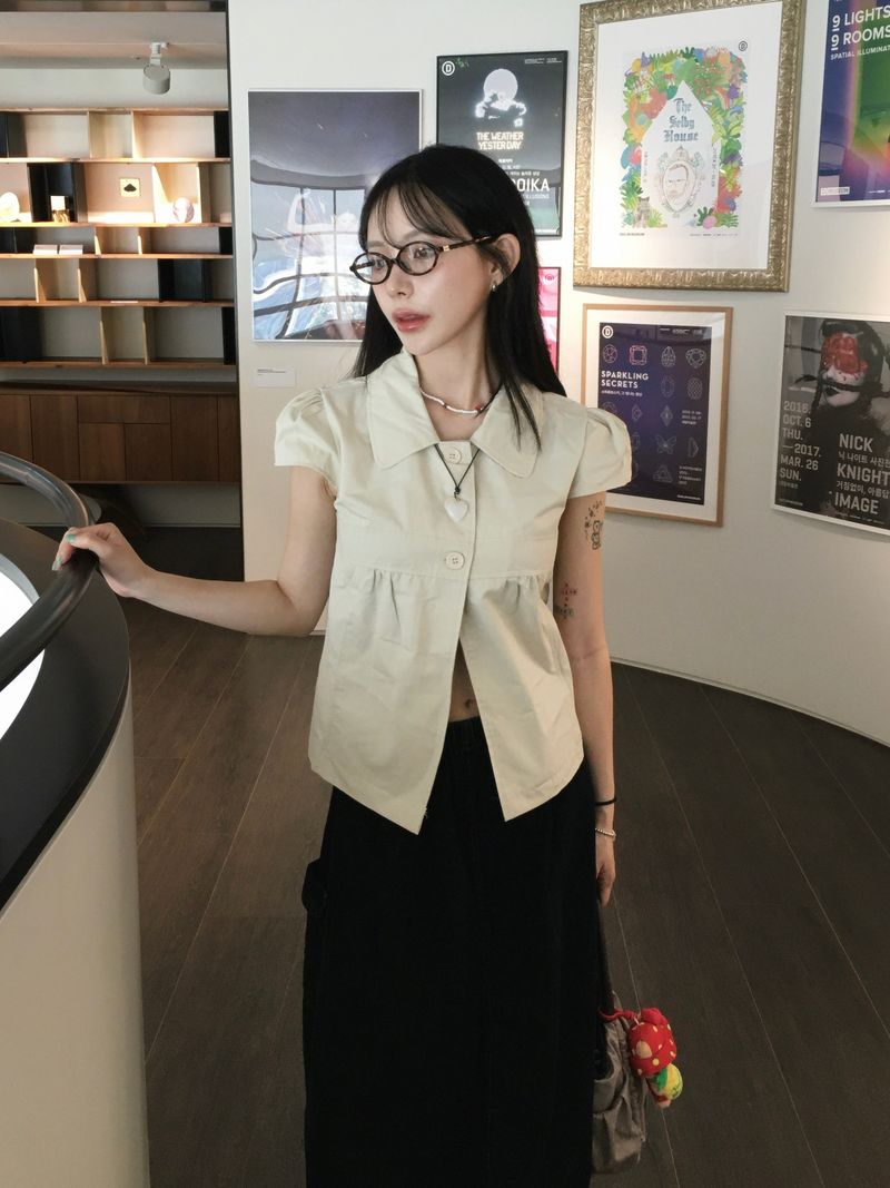 Eddie Collar Short Sleeve Blouse (2c)