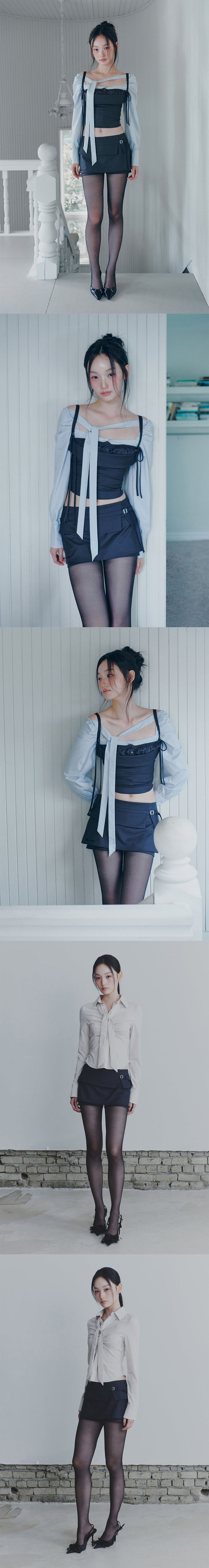 HEART BELTED MINI SKIRT charcoal