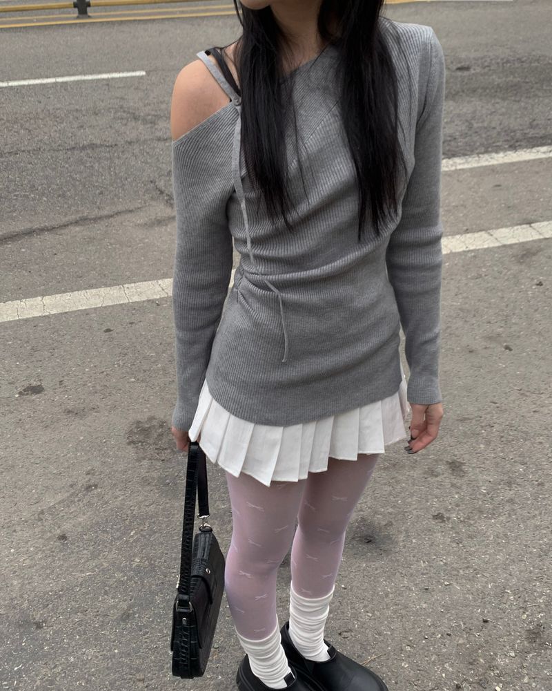 Button pleated skirt pants