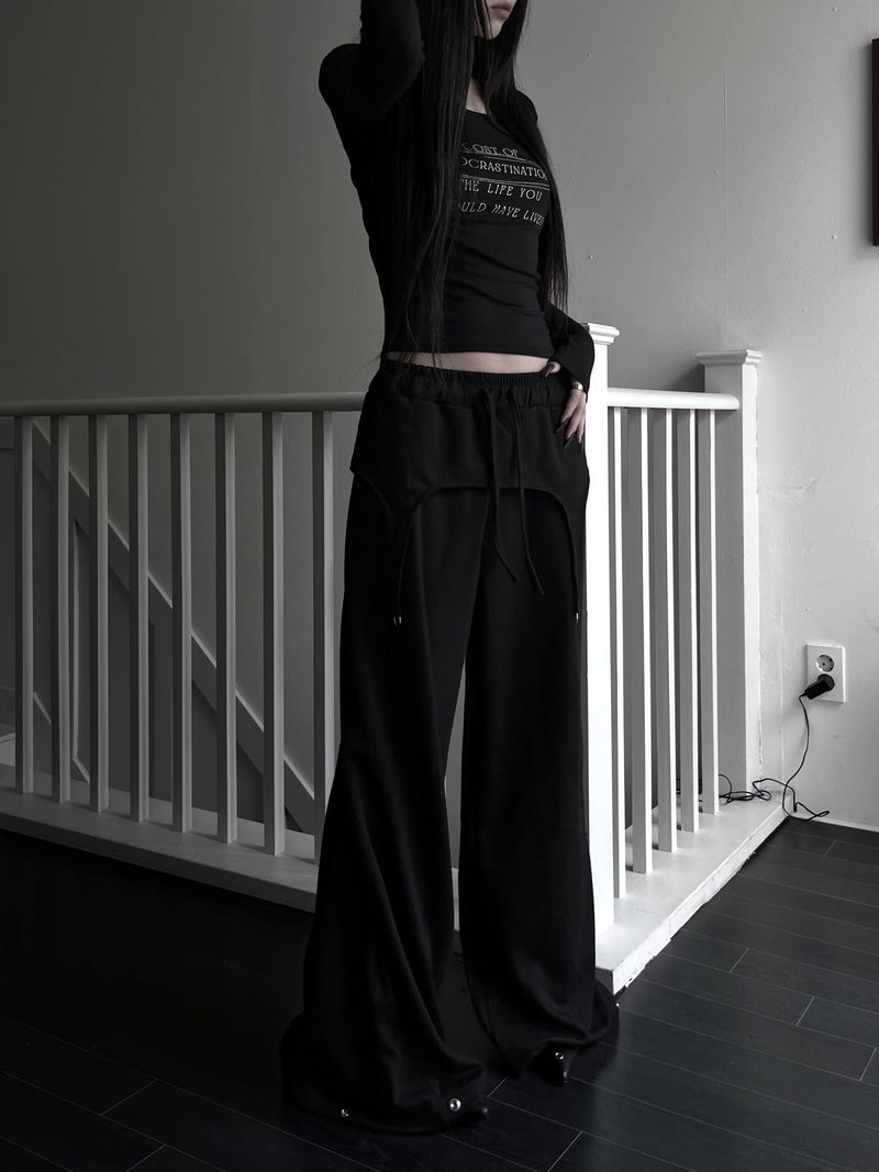 D-ring snap wide pants (2color)
