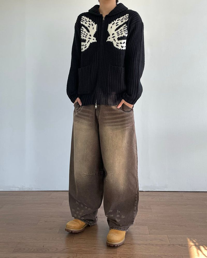 Rebel Shawl Collar Knit Zip-Up