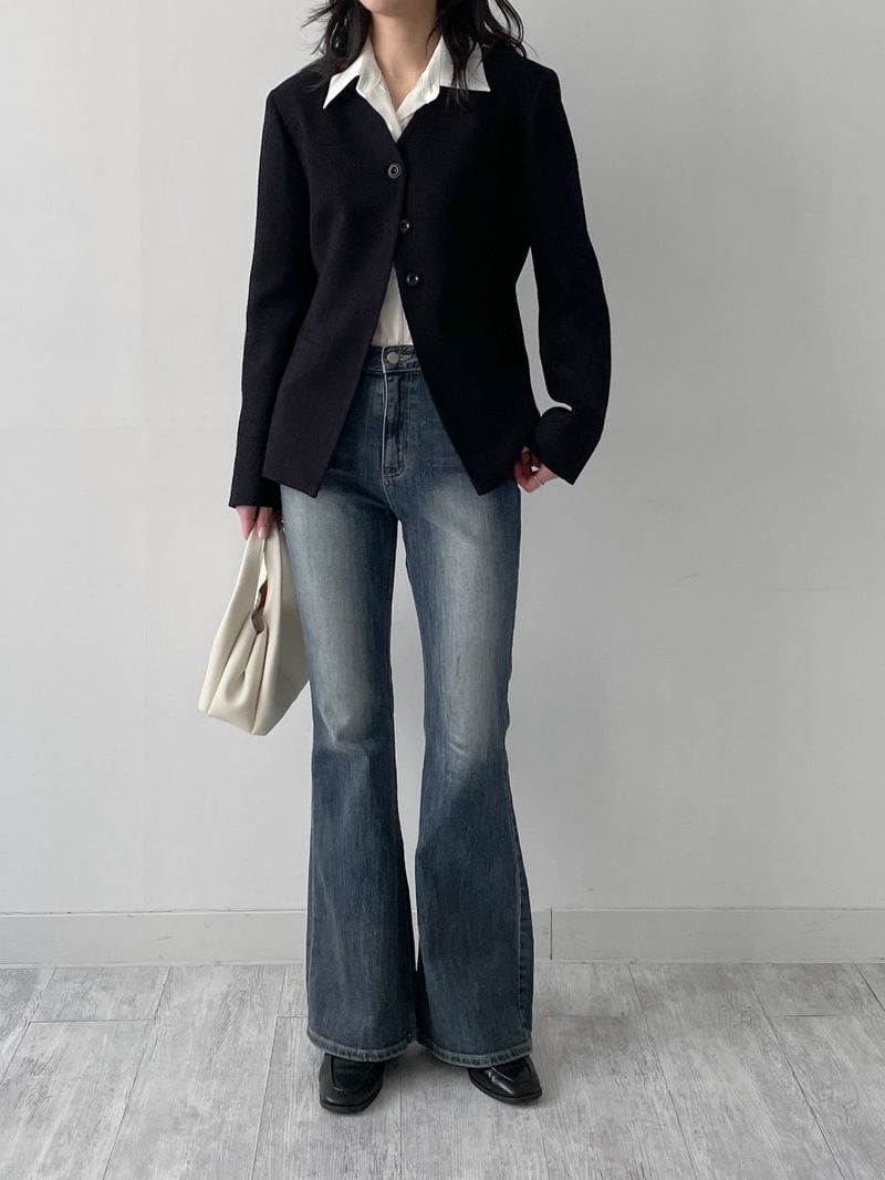 304 Cat Washing Semi-Bootcut Denim Pants