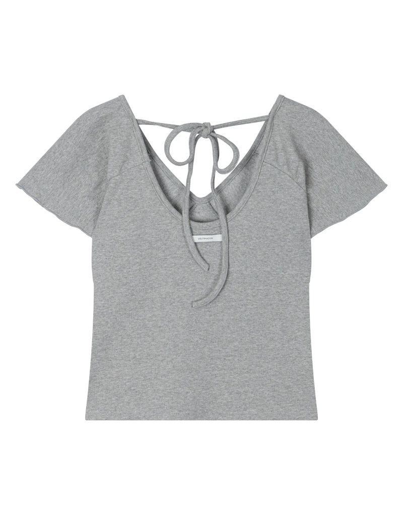 WRAP SHIRRING TOP(GREY)