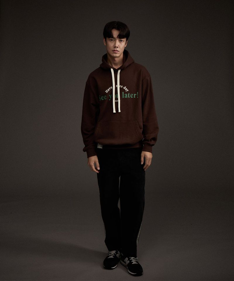 HAAND LOGO GRAPHIC HOODIE BROWN