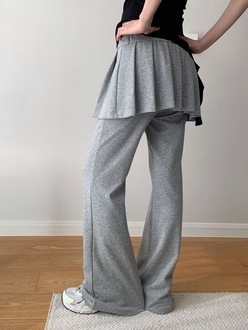 Pleated Skirt Stretch Long Pants