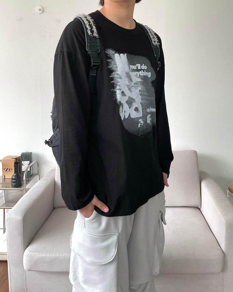 Shadow printed long-sleeved shirt
