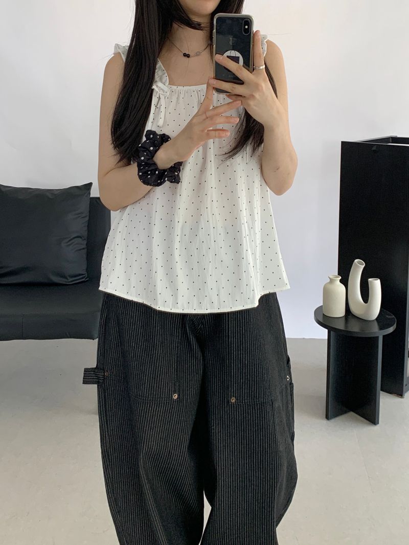 Liam Shirred Sleeveless Blouse