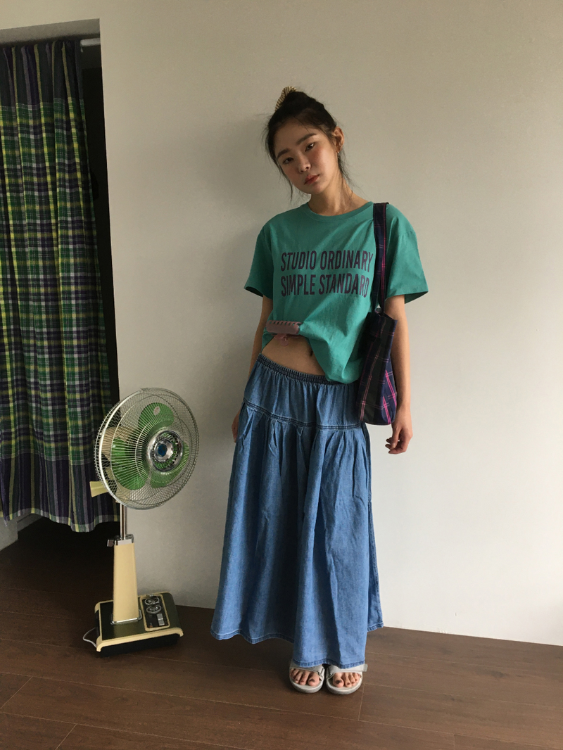 Mori denim long skirt (1color)
