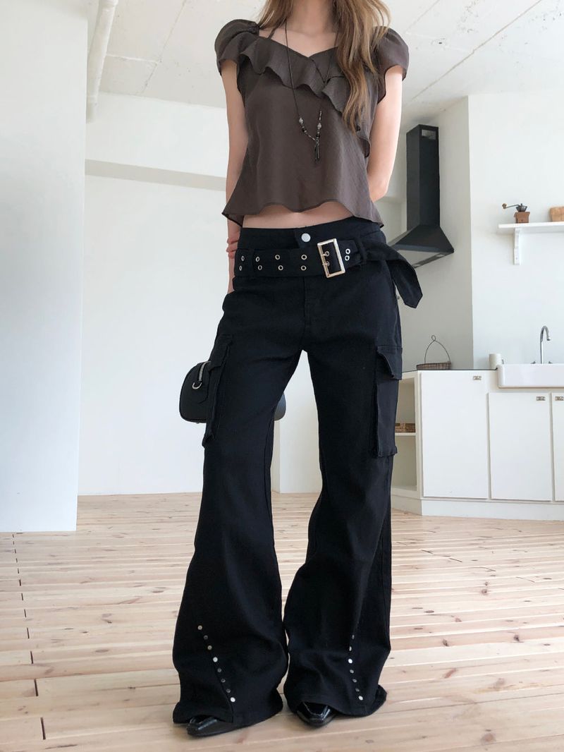 nobiyaka（ノビヤカ）の「Rock chic belt bootcut pt（Pants）」