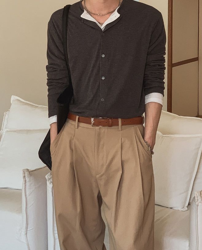 1+1 Daily Ribbed Round Cardigan