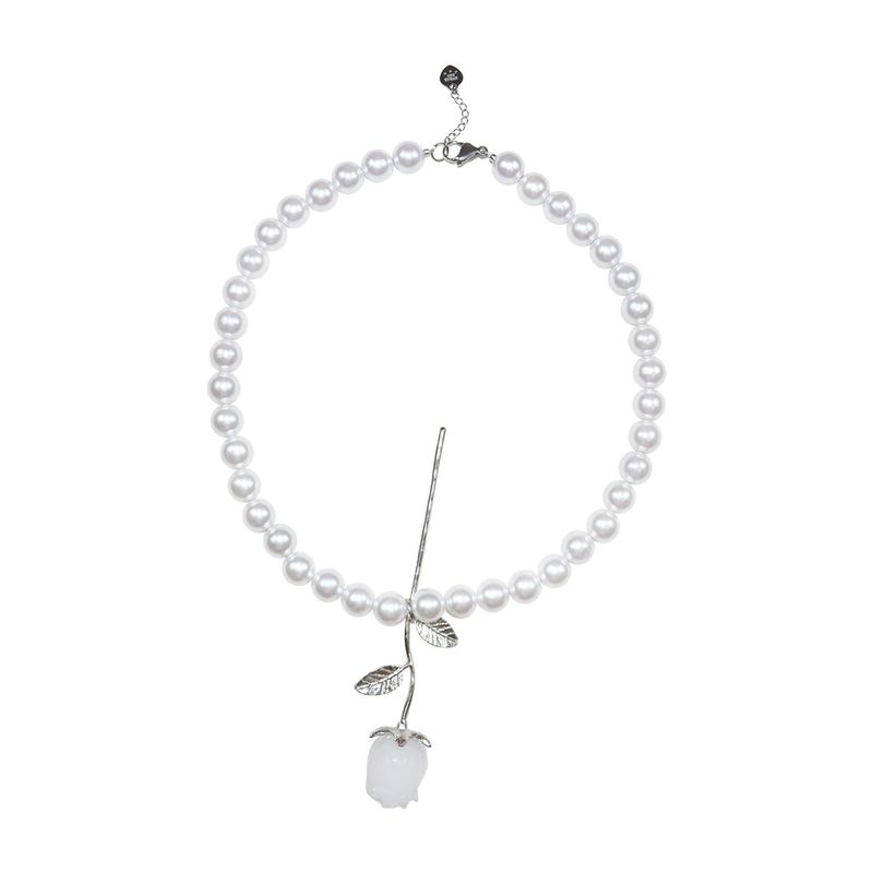Rose drop pearl necklace