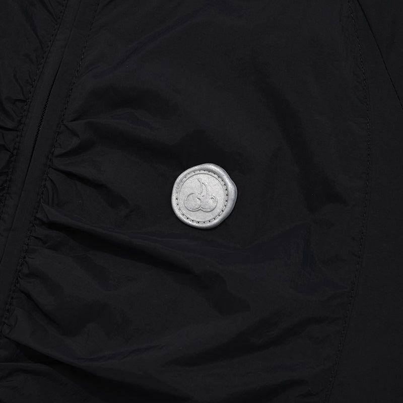 CHERRY STRING SHIRRING WINDBREAKER [BLACK]