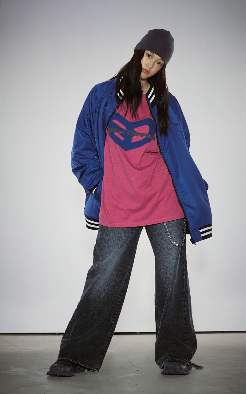 BLUR HEART LONG SLEEVE_VINTAGE RED