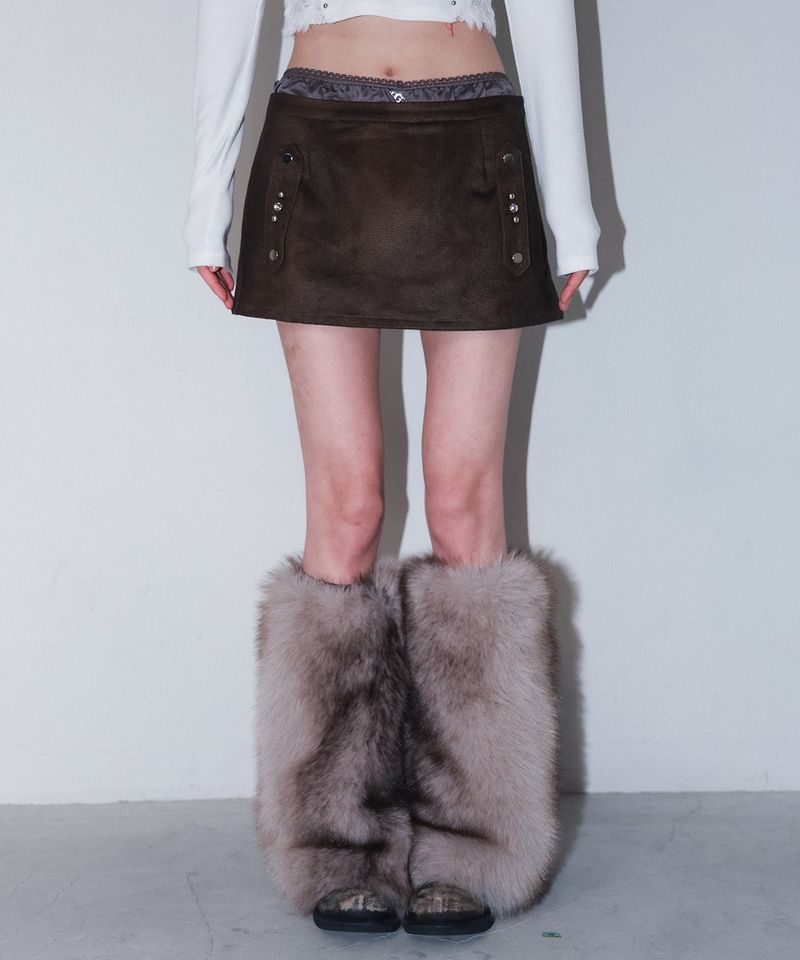 furry leg warmer - beige
