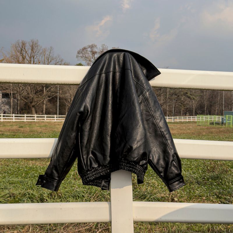 Lining fur oversized leather jumper