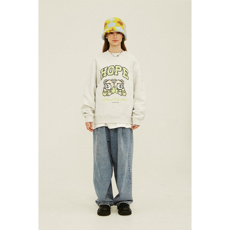 Flower Bear Fluffy Bucket Hat_Sky Blue