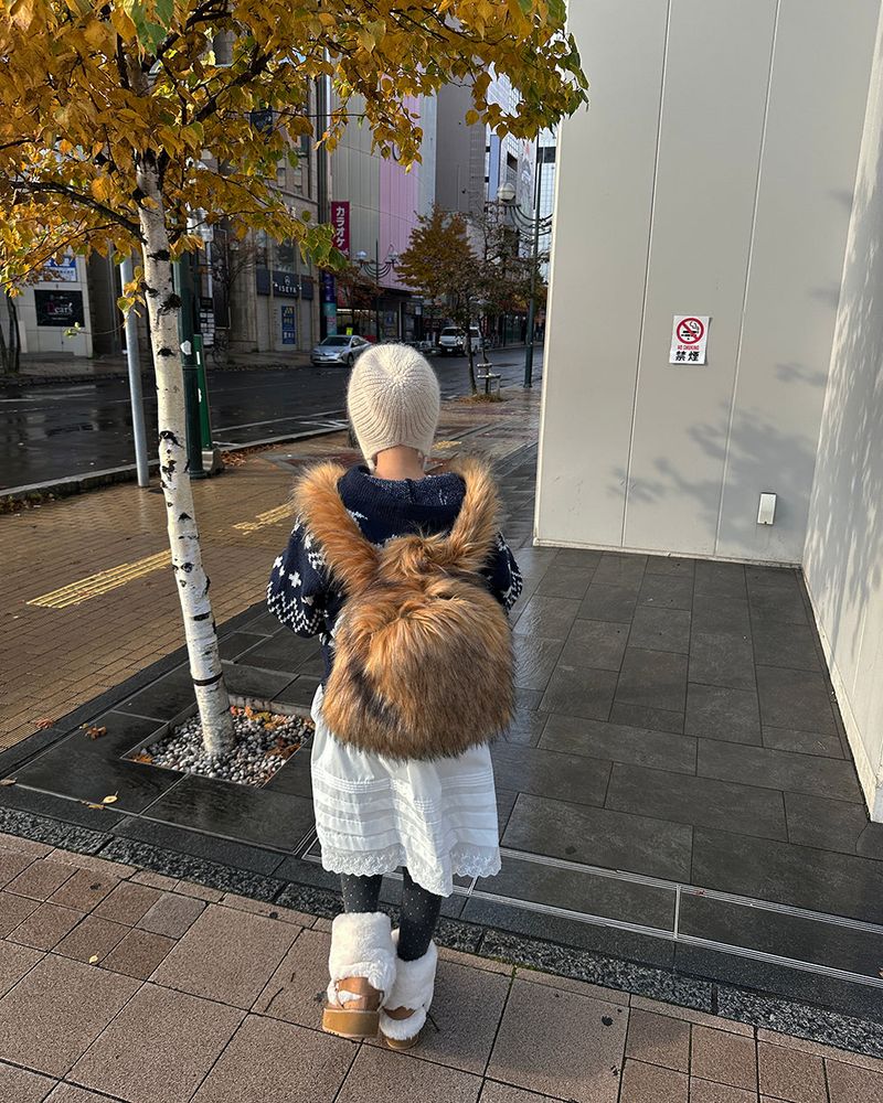 Raccoon Fake Fur Backpack