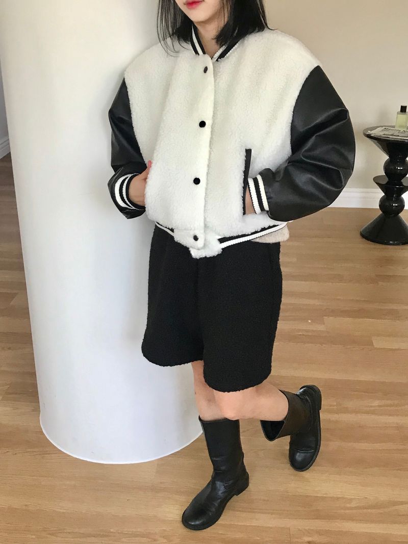 Blando fleece varsity jacket