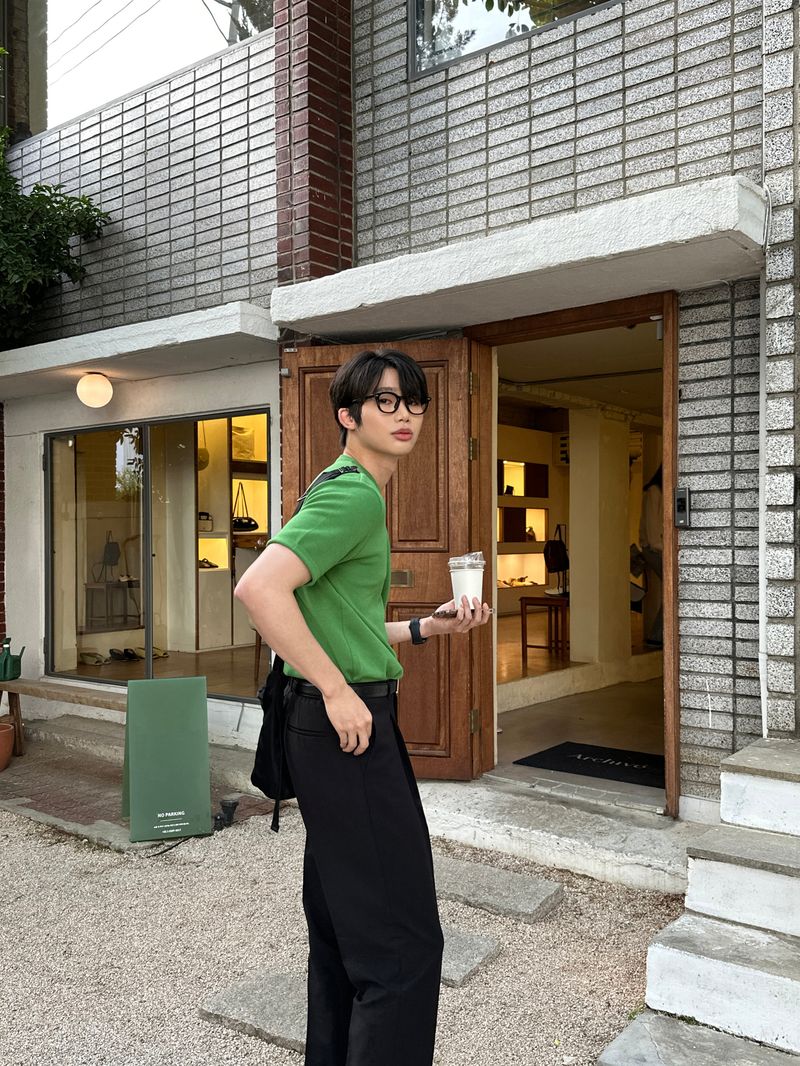 Dot Back-Bend One Tuck Semi-Wide Slacks (4 colors)