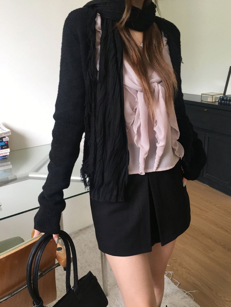 Rough fringe v cardigan 