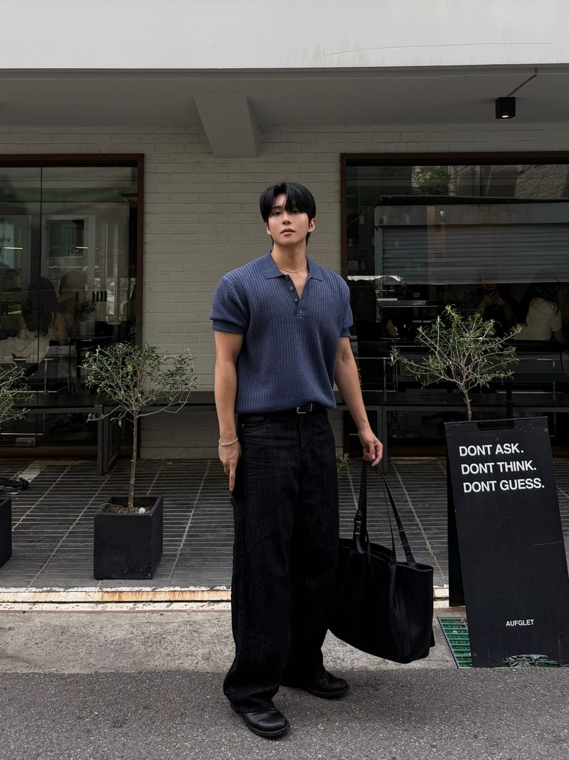 Robe skash collar short-sleeved knitwear