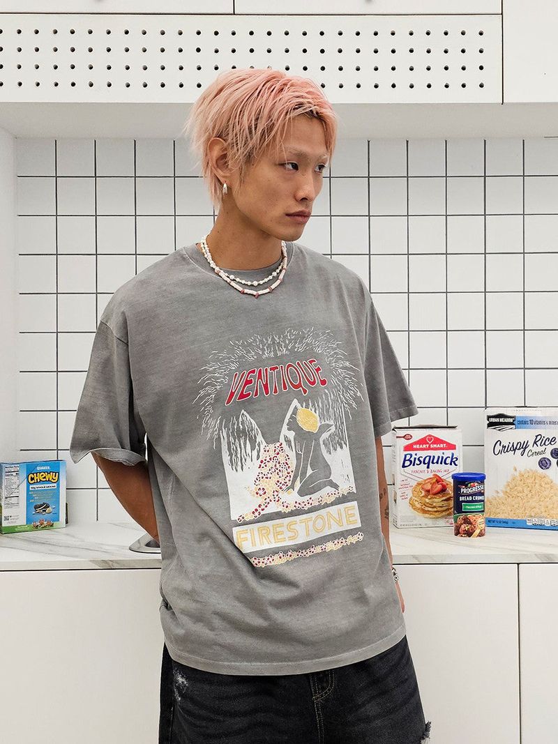 VENTIQUE Pig Firestone T-shirt 2color