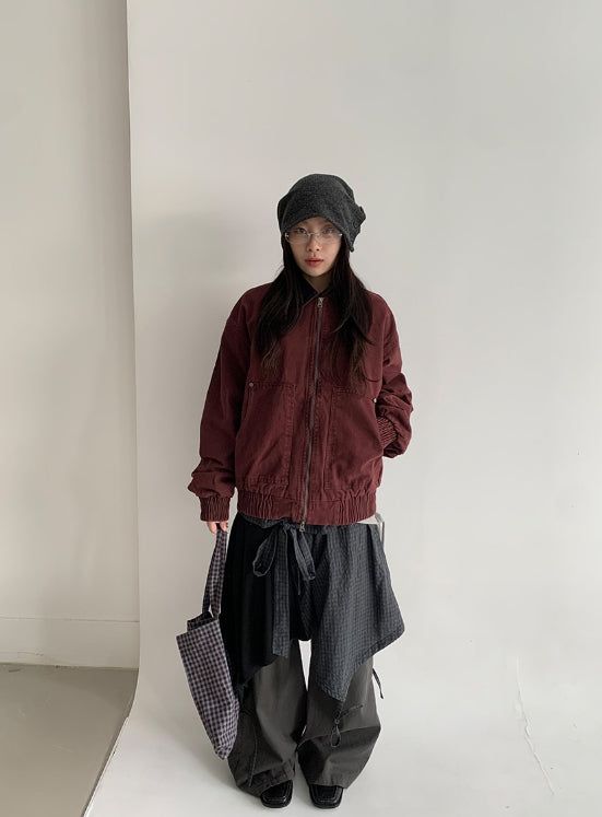 Lano Washing Color Matching Collar Work Jacket