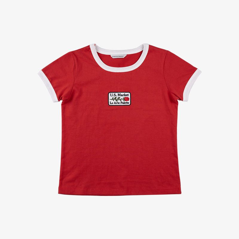 Rose Ringer Tee Red
