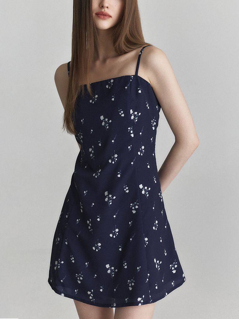 Floral flare dress (White)