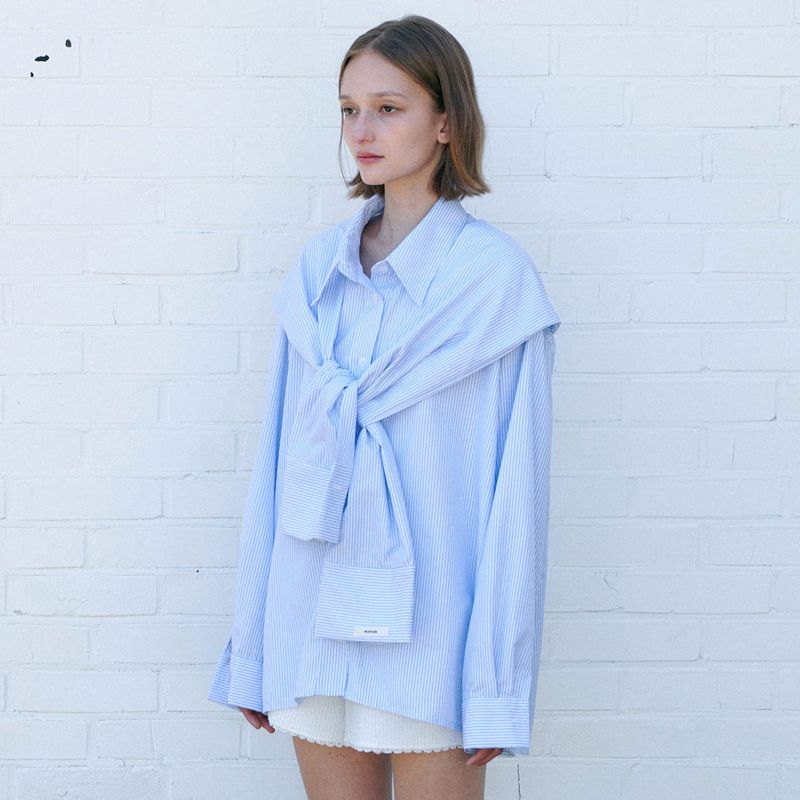  STRIPE SHAWL SHIRT / SKY BLUE