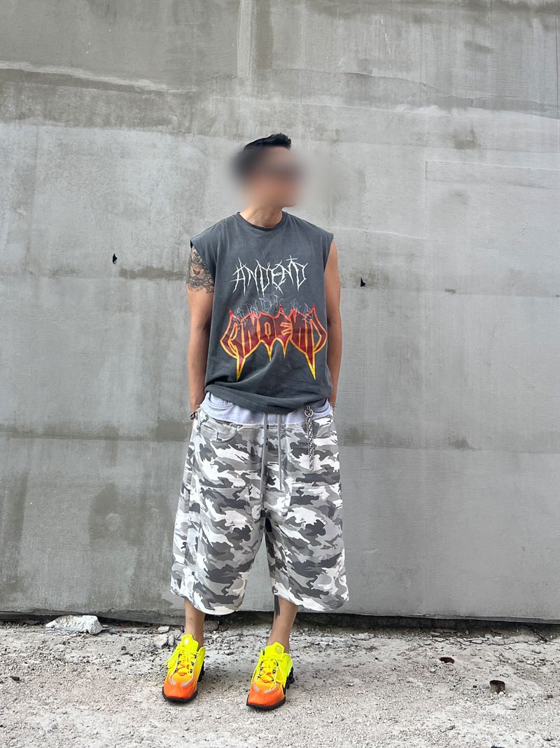 SWEAT X CAMO 2 LAYERED SHORTS
