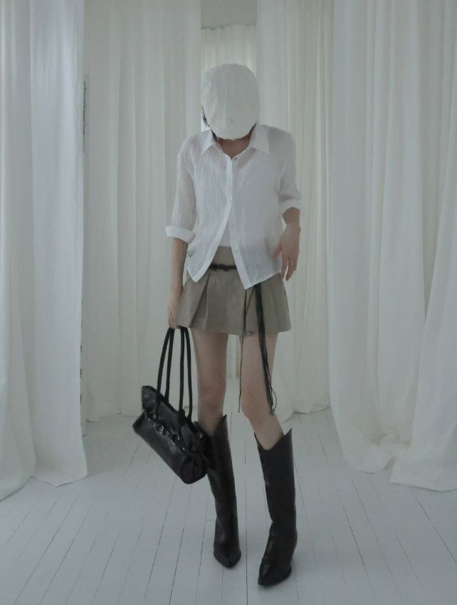 Bowty Pleated Button Skirt Pants