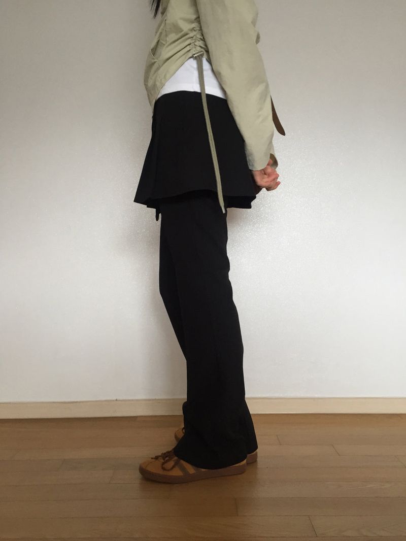 Cut slacks layered pants (2 colors)