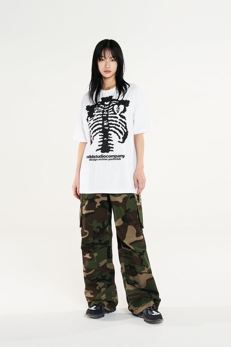 Skull Pixel Graphic Oversized Fit T-shirt
