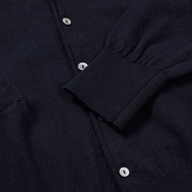 エクストラファインウールVカーディガン (Navy)
