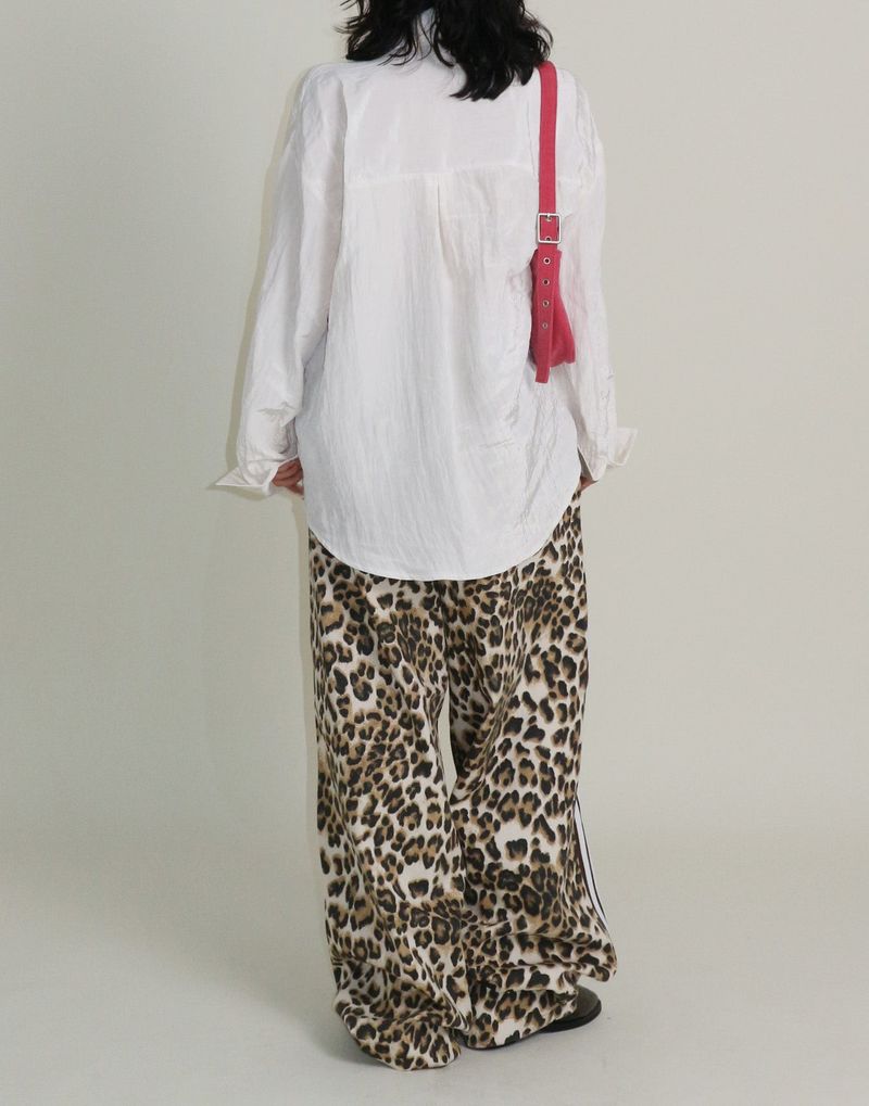 Leopard leopard print diagonal coloring track jogger pants