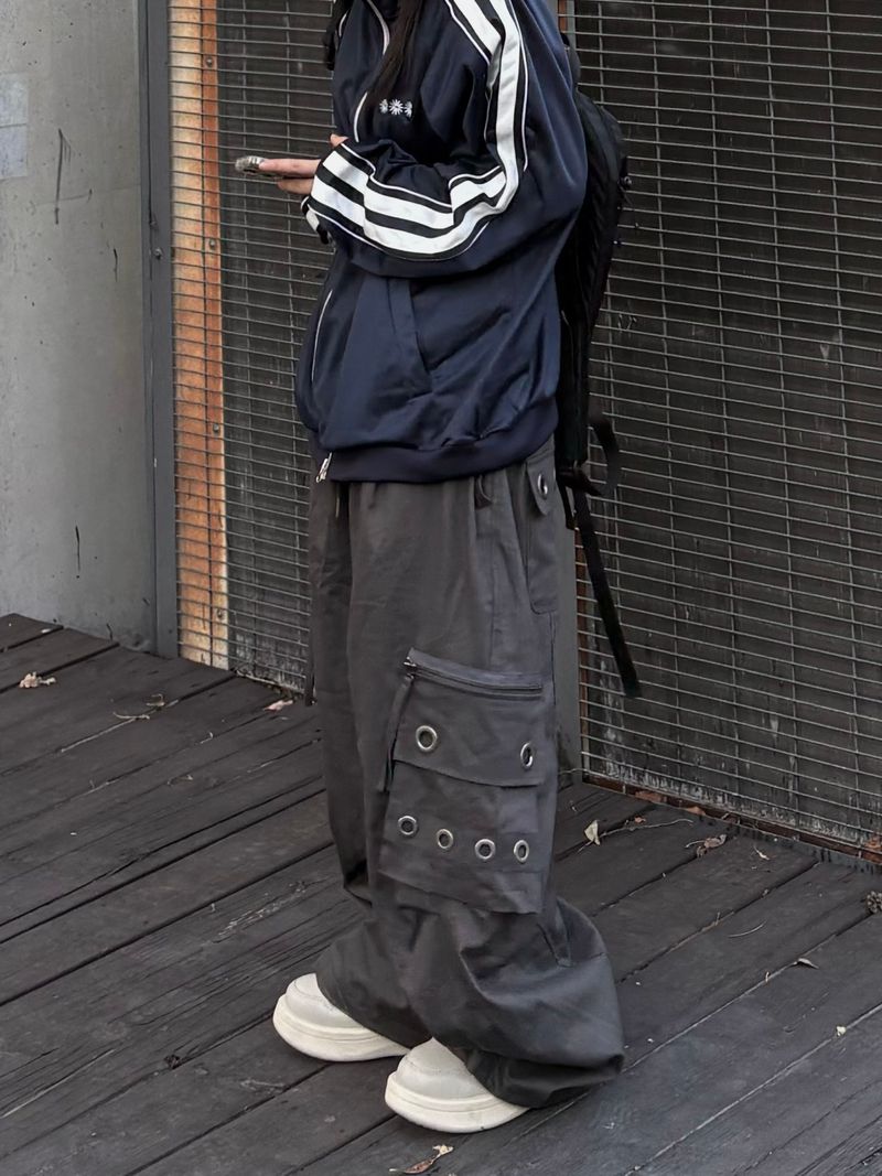 ヘキサ アイレット ジッパー カーゴパンツ