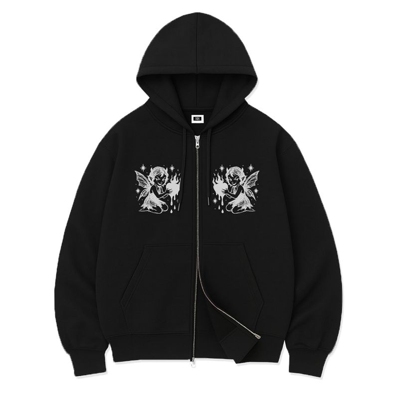 DEVIL FAIRY OVER FIT 2-WAY ZIP-UP (2color)