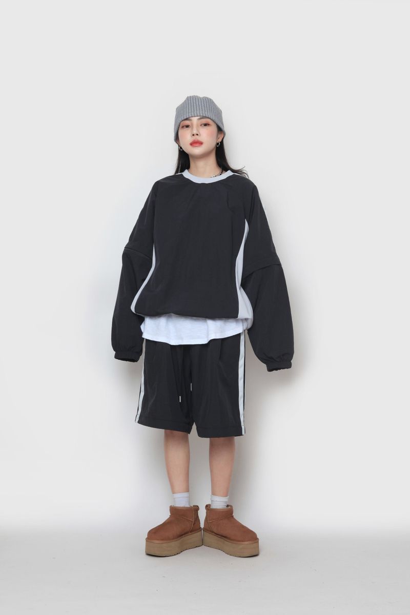 two-way nylon sweatshirt