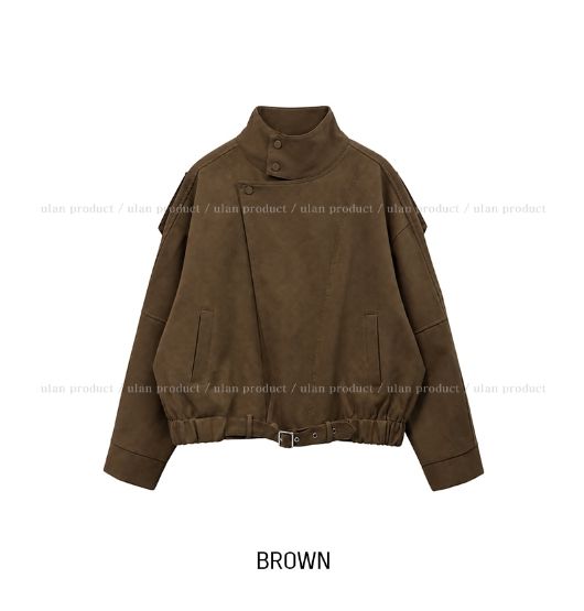 Senan Unbalance High-Neck Belted Jacket