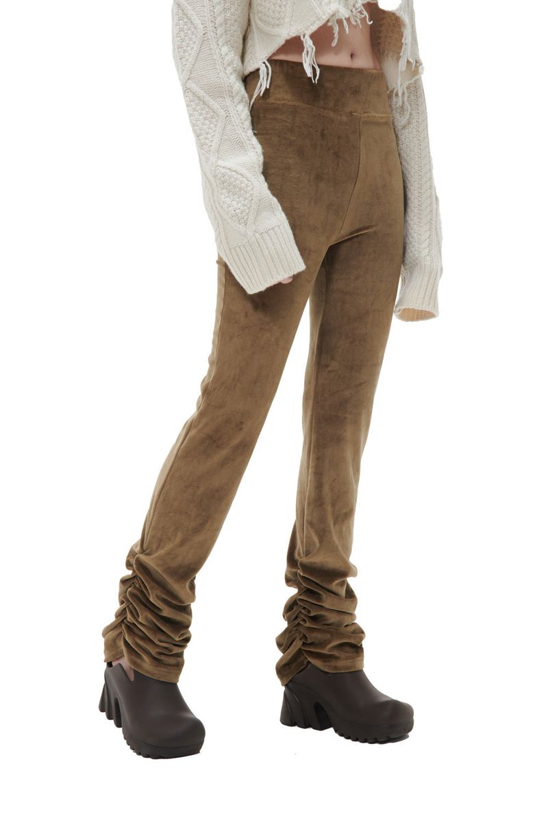 VELVET SHIRRING LEGGINGS