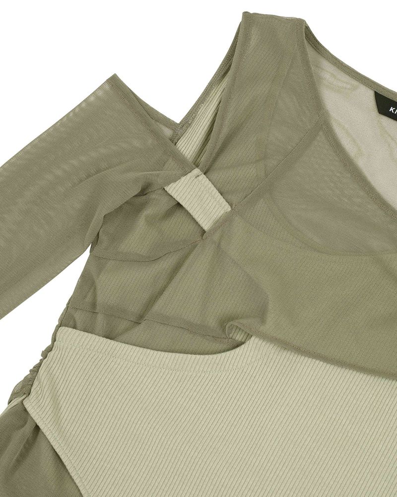 In&Out Knitted Top _  OLIVE GREEN