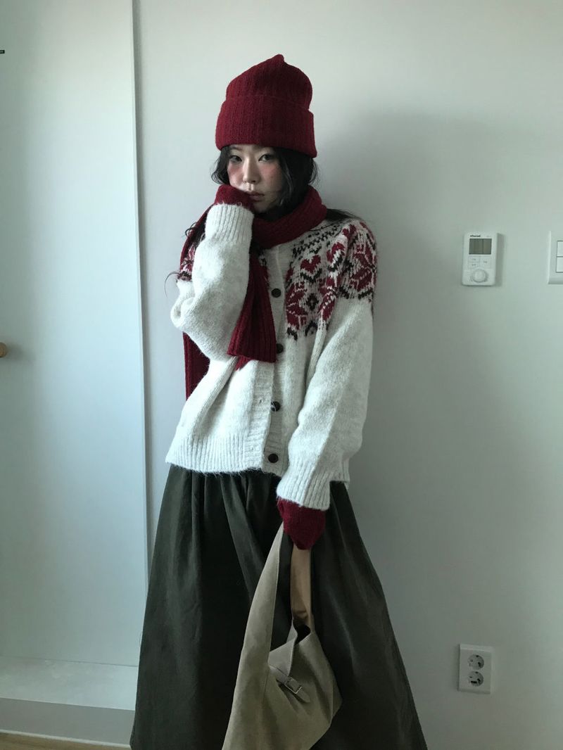 Roselle Heart Snowflake Cardigan (2color)