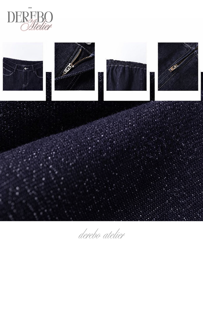 Deep green paper flared long denim pants