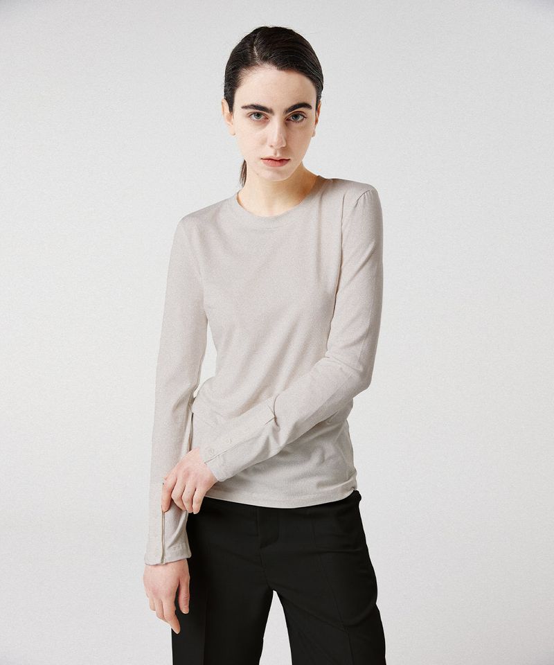 WEREVE(ウィレブ)の「modal button long sleeve top_grayish beige(Tops)」
