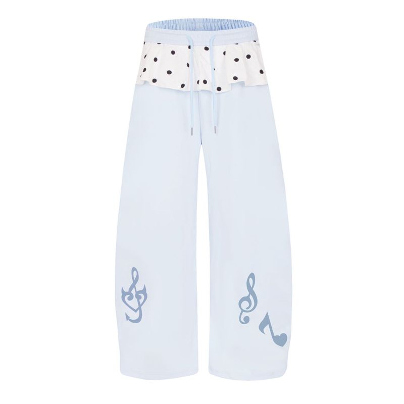 Muse Polka-Dot Ruffle Wide-Leg Pants
